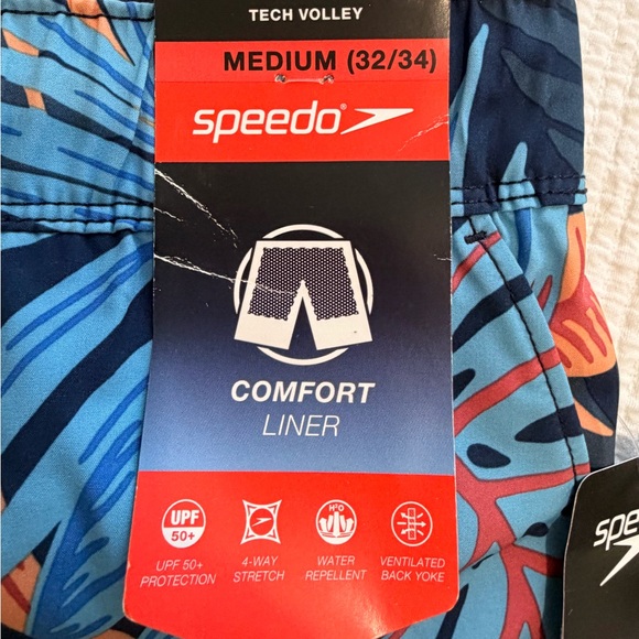 Speedo Comfort Liner Tropical Leaf Print Men's Swim Shorts Size Medium 32 / 34 - Picture 4 of 10